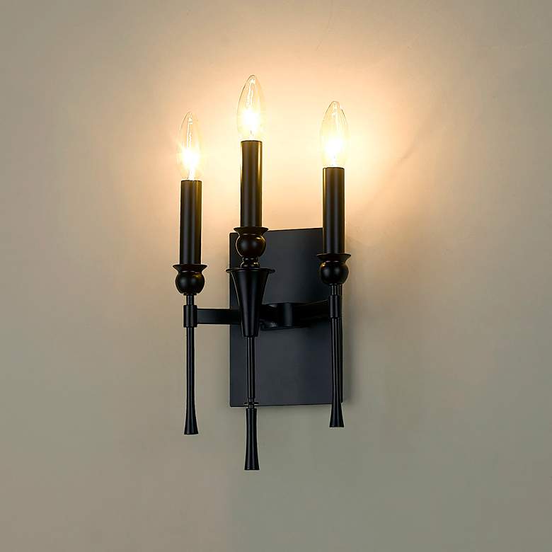 Image 6 Landon 13" High Matte Black 3-Light Wall Sconce more views