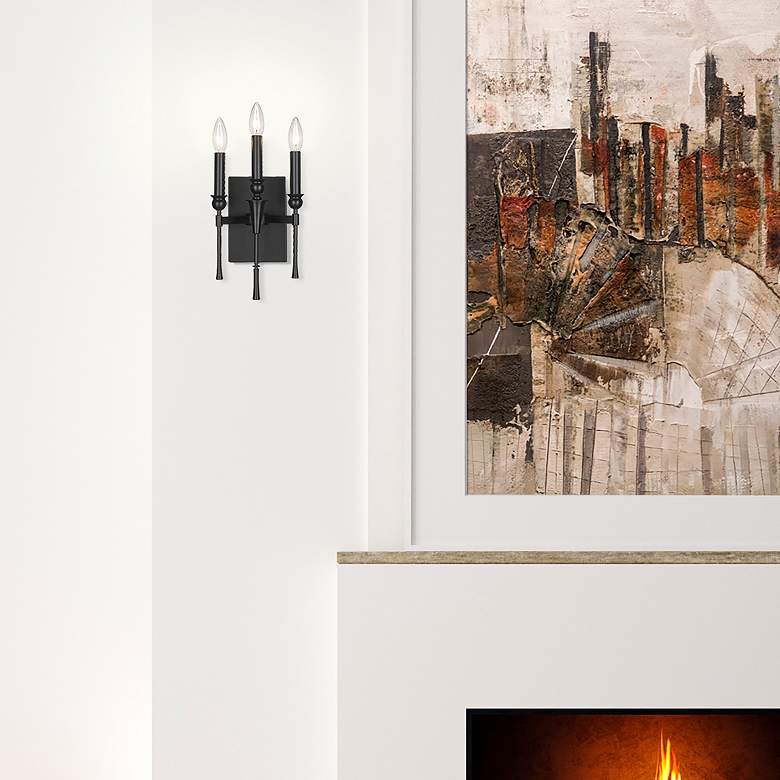 Image 7 Landon 13" High Matte Black 3-Light Wall Sconce more views