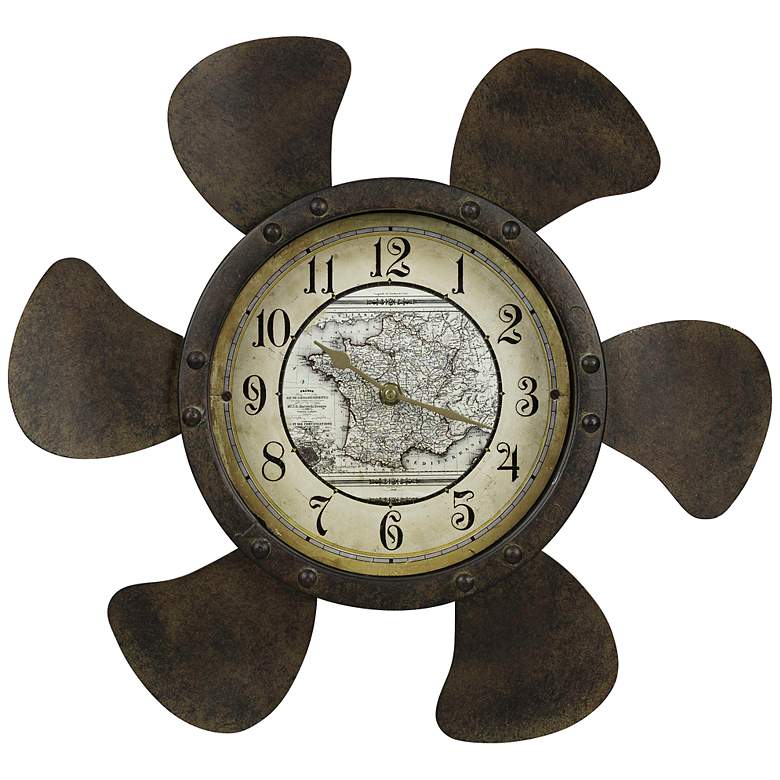 Image 1 Landon 18 inch French Map Propeller Wall Clock