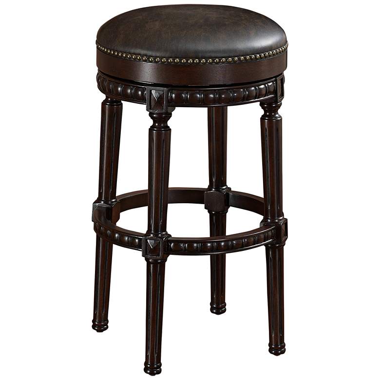 Image 1 Landon 26" Tobacco Bonded Leather Swivel Counter Stool