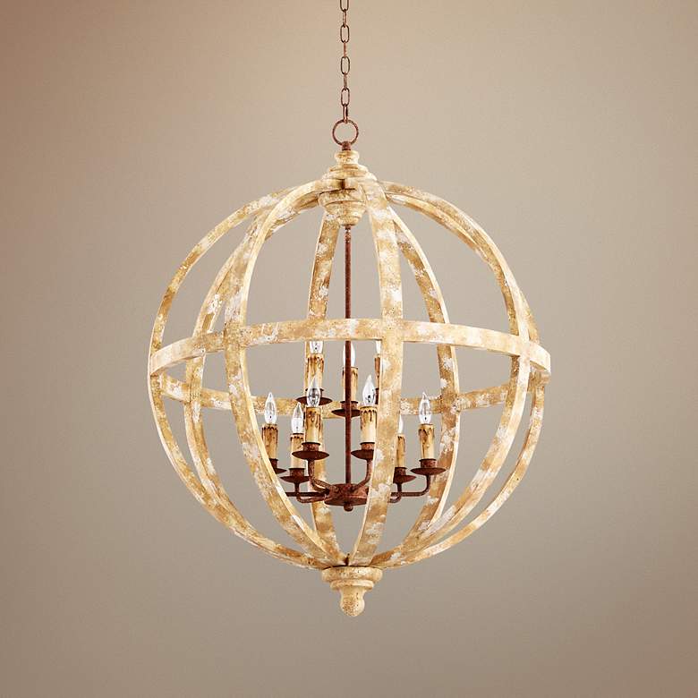 Image 1 Landon 30 1/4 inch Wide Birchwood Ashfield 9-Light Chandelier