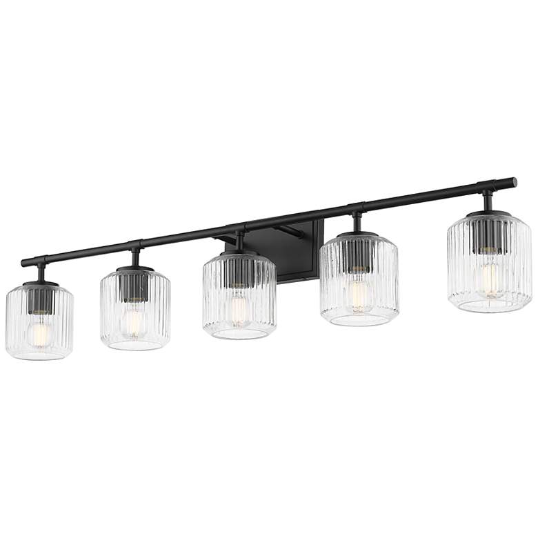 Image 5 Landon 42" Wide Matte Black 5-Light Vanity Bath Light more views