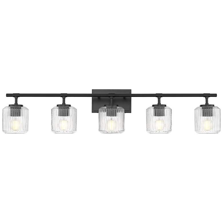 Image 6 Landon 42" Wide Matte Black 5-Light Vanity Bath Light more views