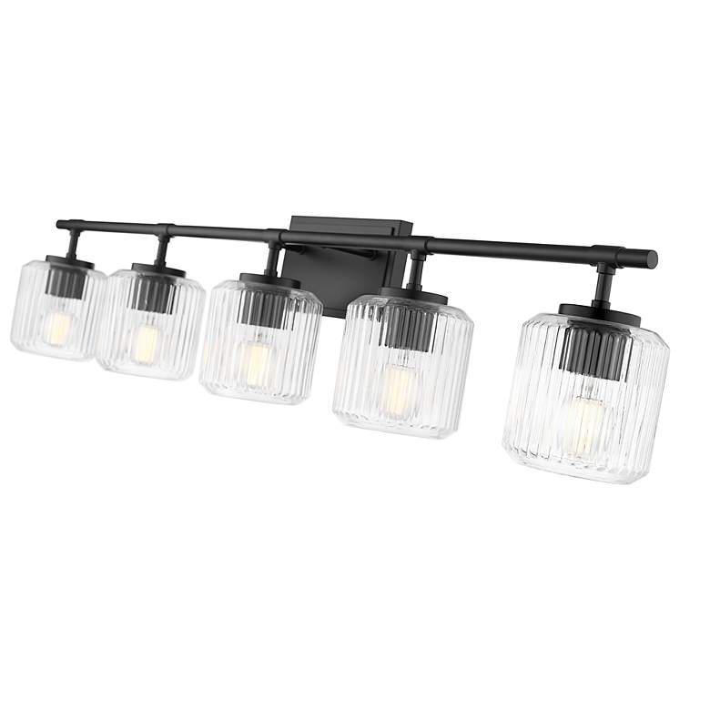 Image 7 Landon 42" Wide Matte Black 5-Light Vanity Bath Light more views