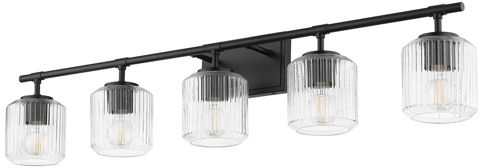 Landon 42" Wide Matte Black 5-Light Vanity Bath Light