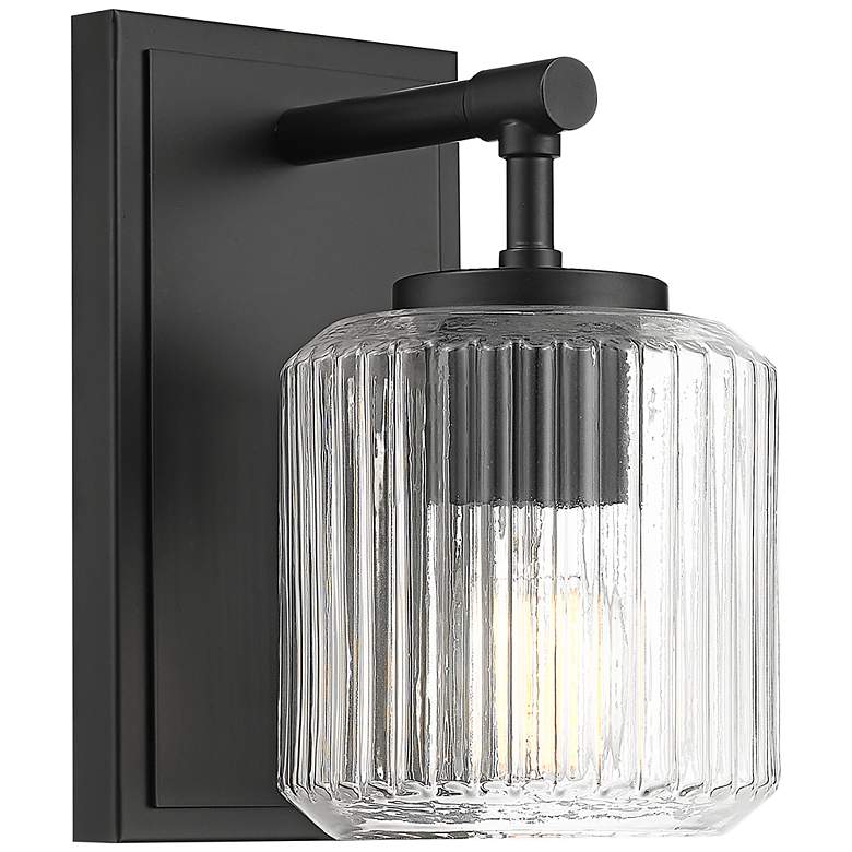 Image 1 Landon 8 3/4" High Matte Black Wall Sconce