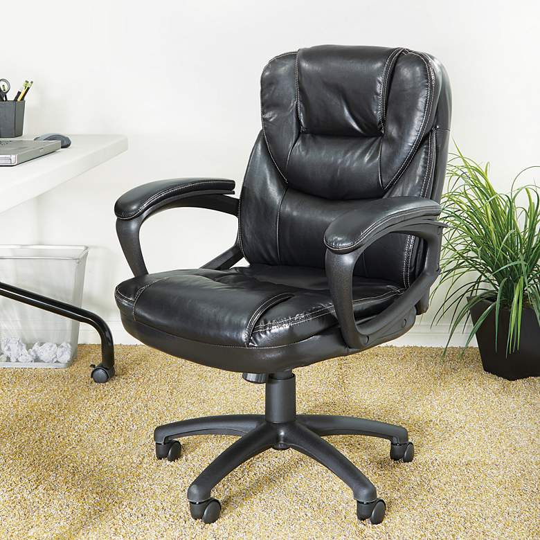 Image 1 Landon Black Faux Leather Adjustable Office Managers Chair