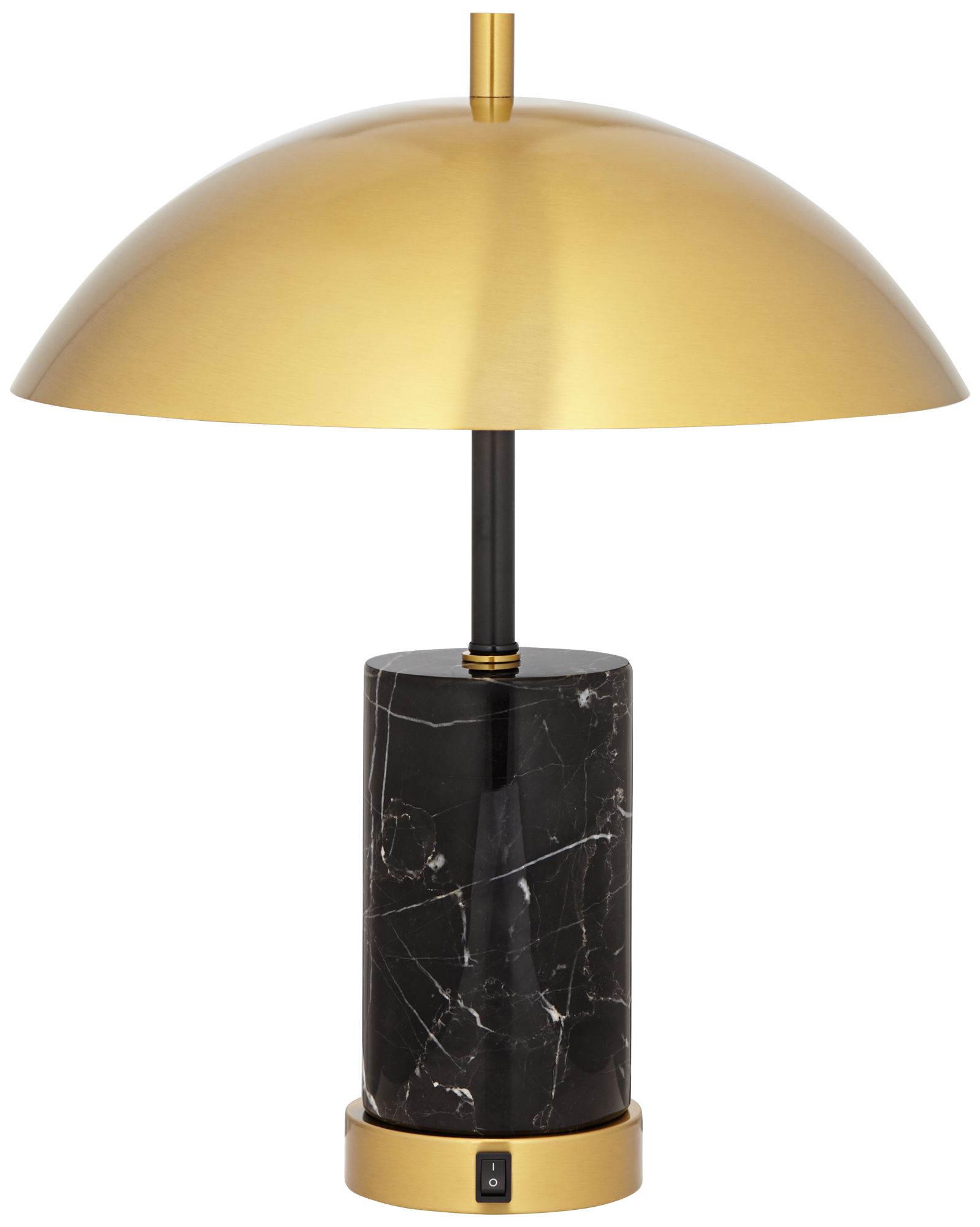 Landon Metal Dome Black and Gold Modern Accent USB Table Lamp 156D3