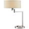 Landon Nickel Accent Table Lamp with Outlet and USB Port