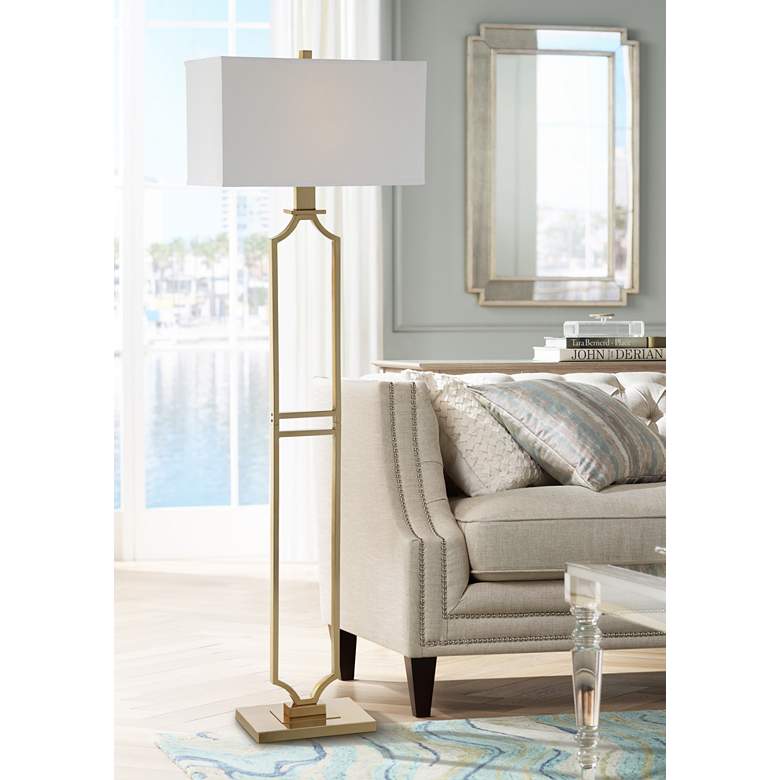 Image 1 Landon Warm Antique Brass Modern Luxe Floor Lamp