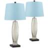 Landro Mercury Glass Blue Hardback Table Lamps Set of 2