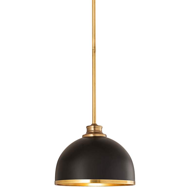 Image 2 Landry 10" Wide Rubbed Brass Black Mini Pendant