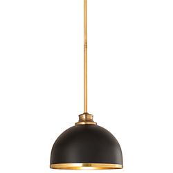 Landry 10" Wide Rubbed Brass Black Mini Pendant