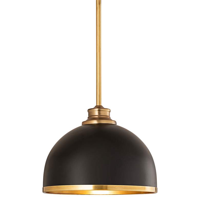 Image 3 Landry 10" Wide Rubbed Brass Black Mini Pendant more views
