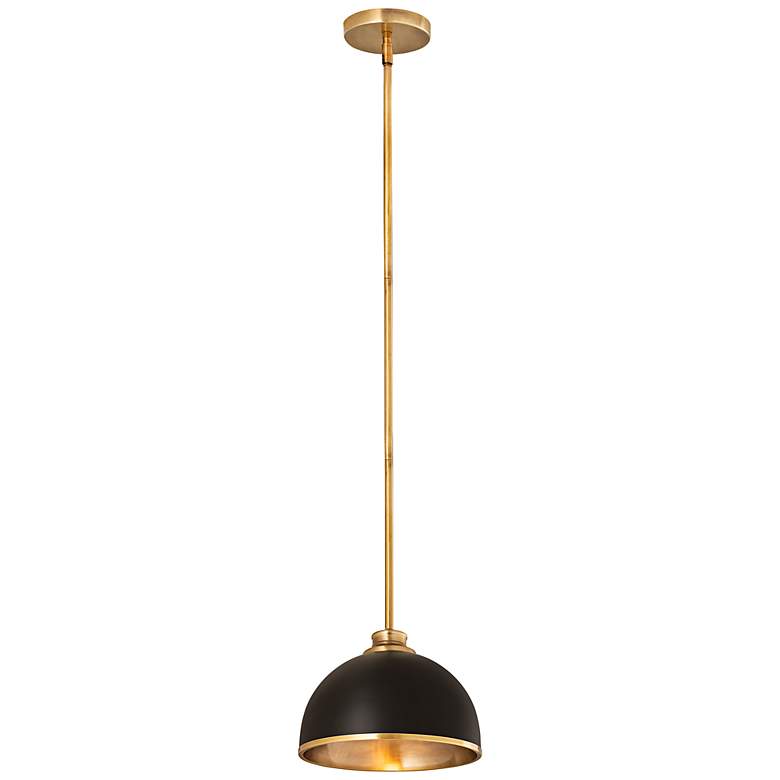 Image 5 Landry 10" Wide Rubbed Brass Black Mini Pendant more views