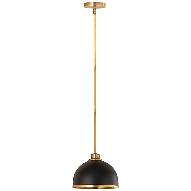 Image 6 Landry 10" Wide Rubbed Brass Black Mini Pendant more views
