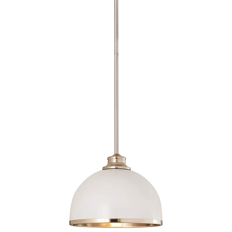 Image 1 Landry 10"W Matte White and Brushed Nickel Dome Mini Pendant