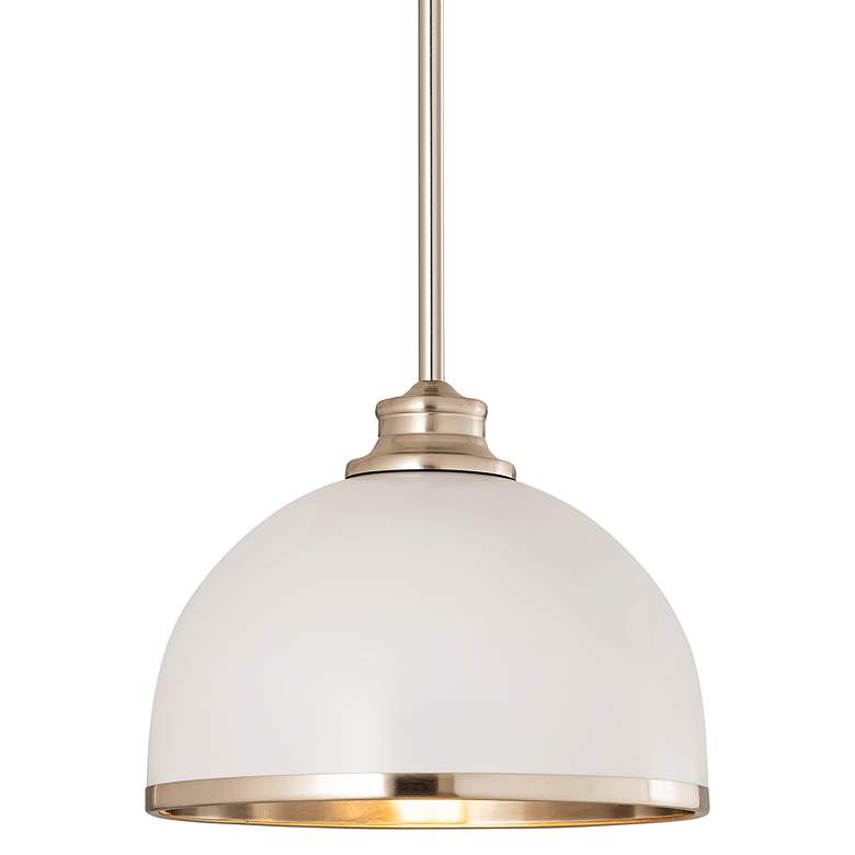 Image 2 Landry 10"W Matte White and Brushed Nickel Dome Mini Pendant more views