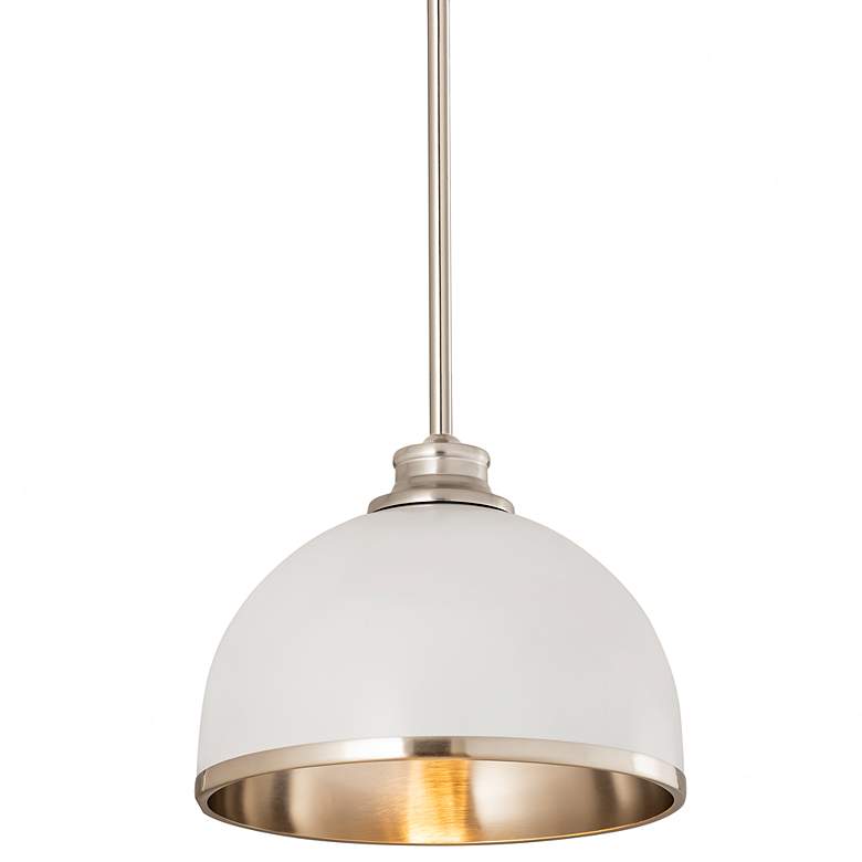 Image 3 Landry 10"W Matte White and Brushed Nickel Dome Mini Pendant more views
