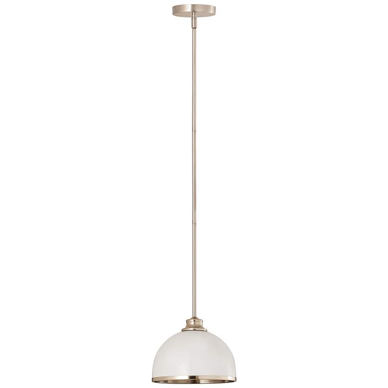 Image 4 Landry 10"W Matte White and Brushed Nickel Dome Mini Pendant more views