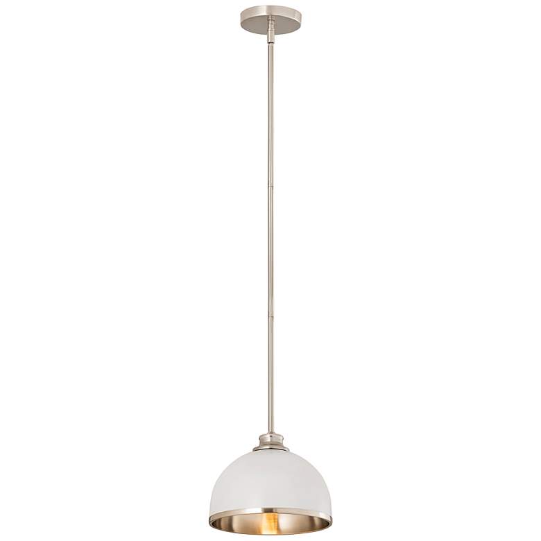 Image 6 Landry 10"W Matte White and Brushed Nickel Dome Mini Pendant more views