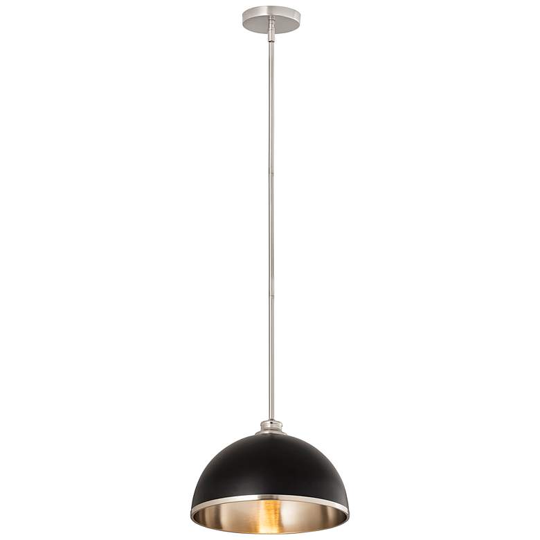 Image 4 Landry 14" Wide Brushed Nickel and Matte Black Pendant Light more views