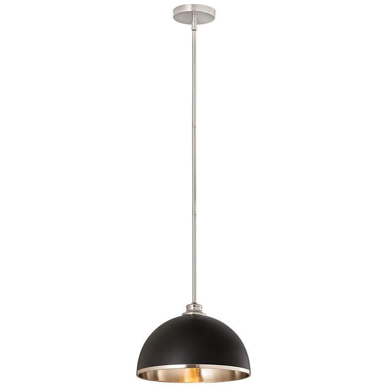 Image 5 Landry 14" Wide Brushed Nickel and Matte Black Pendant Light more views