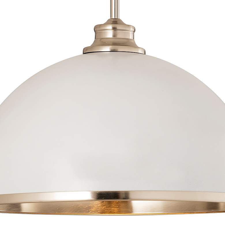 Image 2 Landry 14" Wide Matte White and Brushed Nickel Dome Pendant more views
