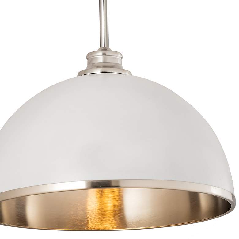 Image 3 Landry 14" Wide Matte White and Brushed Nickel Dome Pendant more views