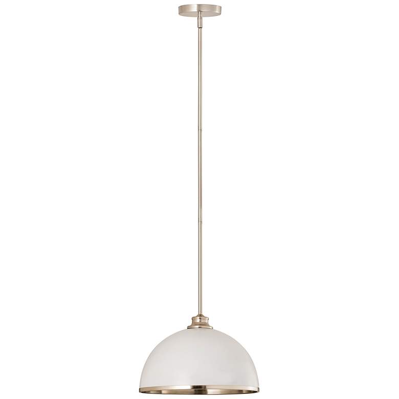 Image 6 Landry 14" Wide Matte White and Brushed Nickel Dome Pendant more views