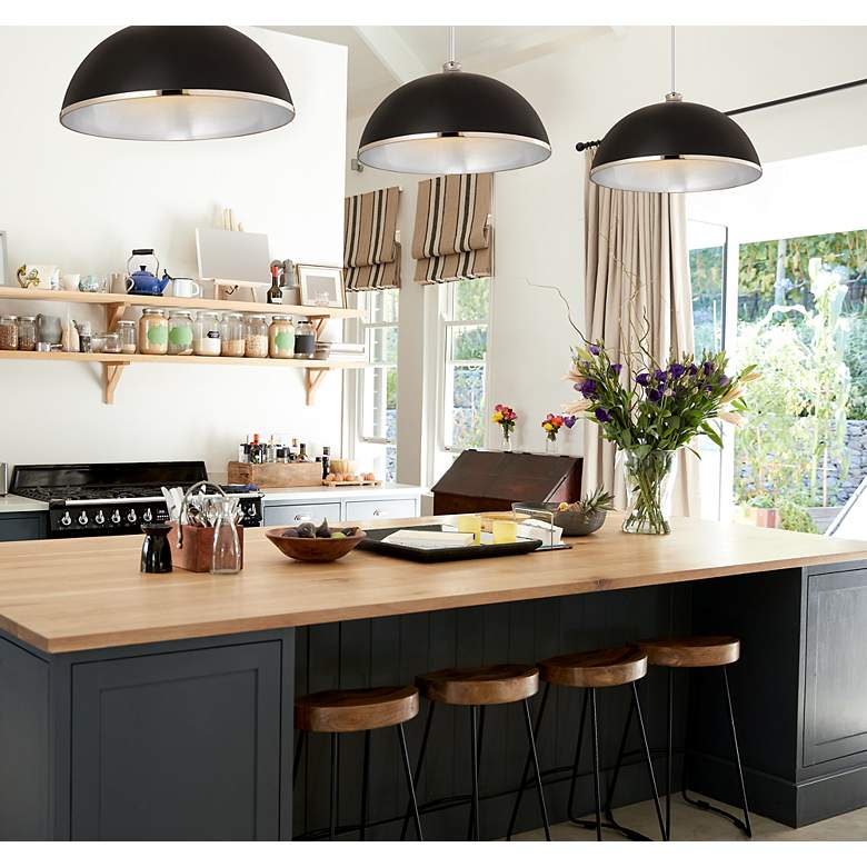 Image 2 Landry 20" Wide Matte Black and Chrome Pendant Light more views