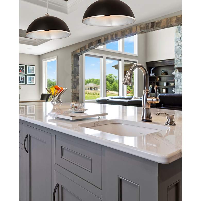 Image 3 Landry 20" Wide Matte Black and Chrome Pendant Light more views