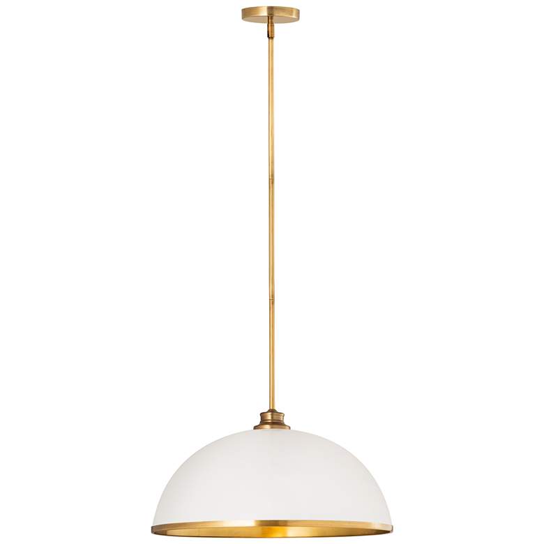 Image 1 Landry 20 inch Wide Rubbed Brass Matte White Pendant Light