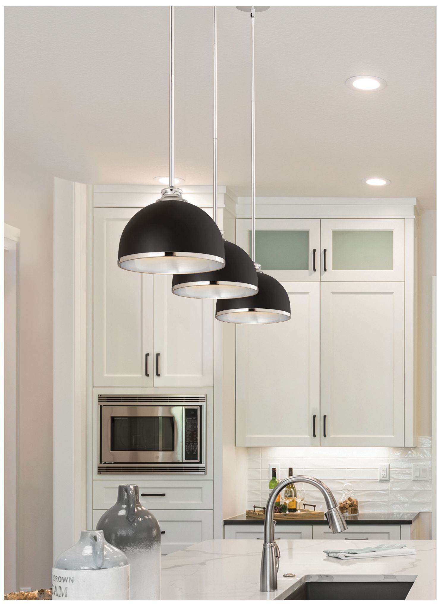 Image 2 Landry by Z-Lite Matte Black + Chrome 10 inch 1 Light Pendant more views