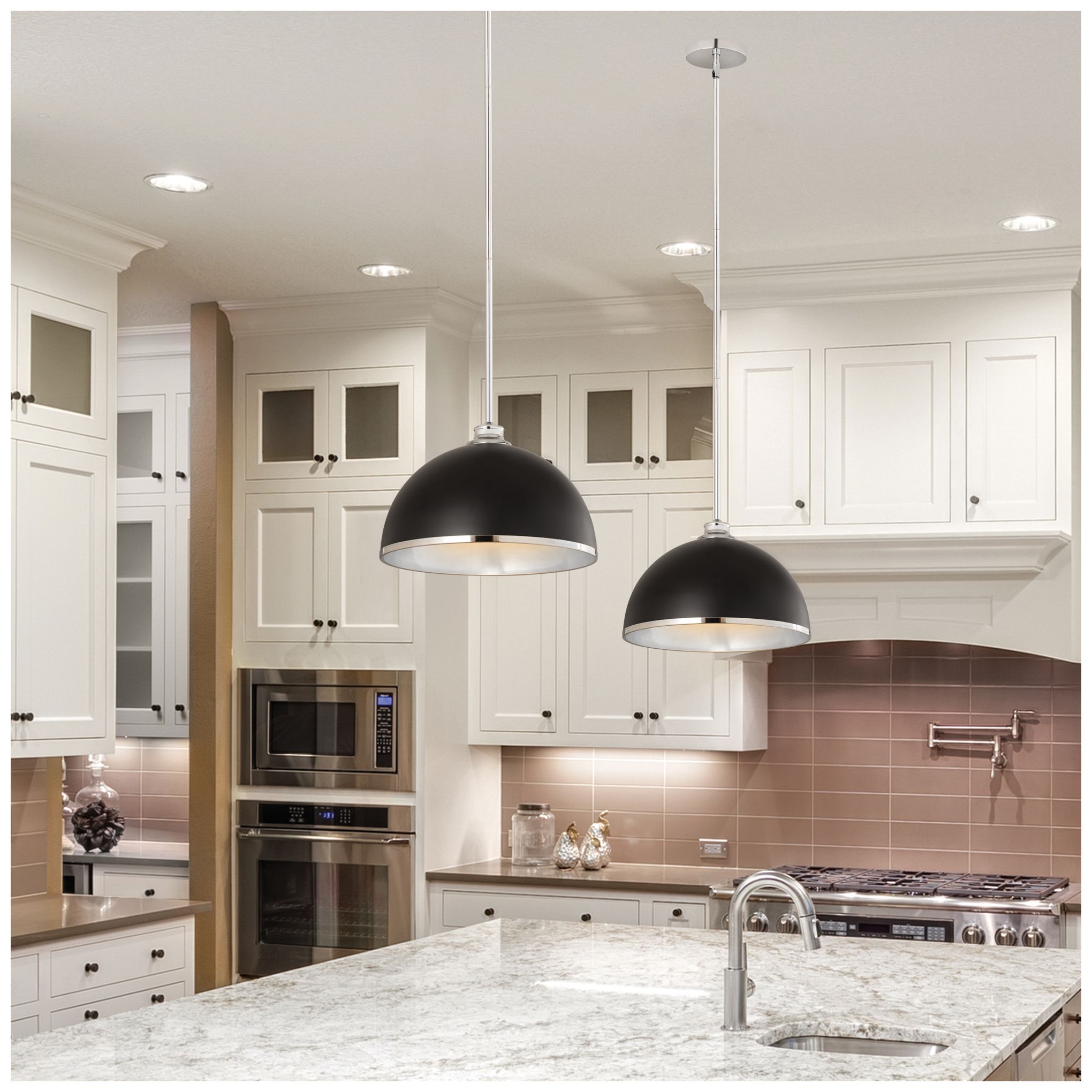 Image 2 Landry by Z-Lite Matte Black + Chrome 14 inch 1 Light Pendant more views