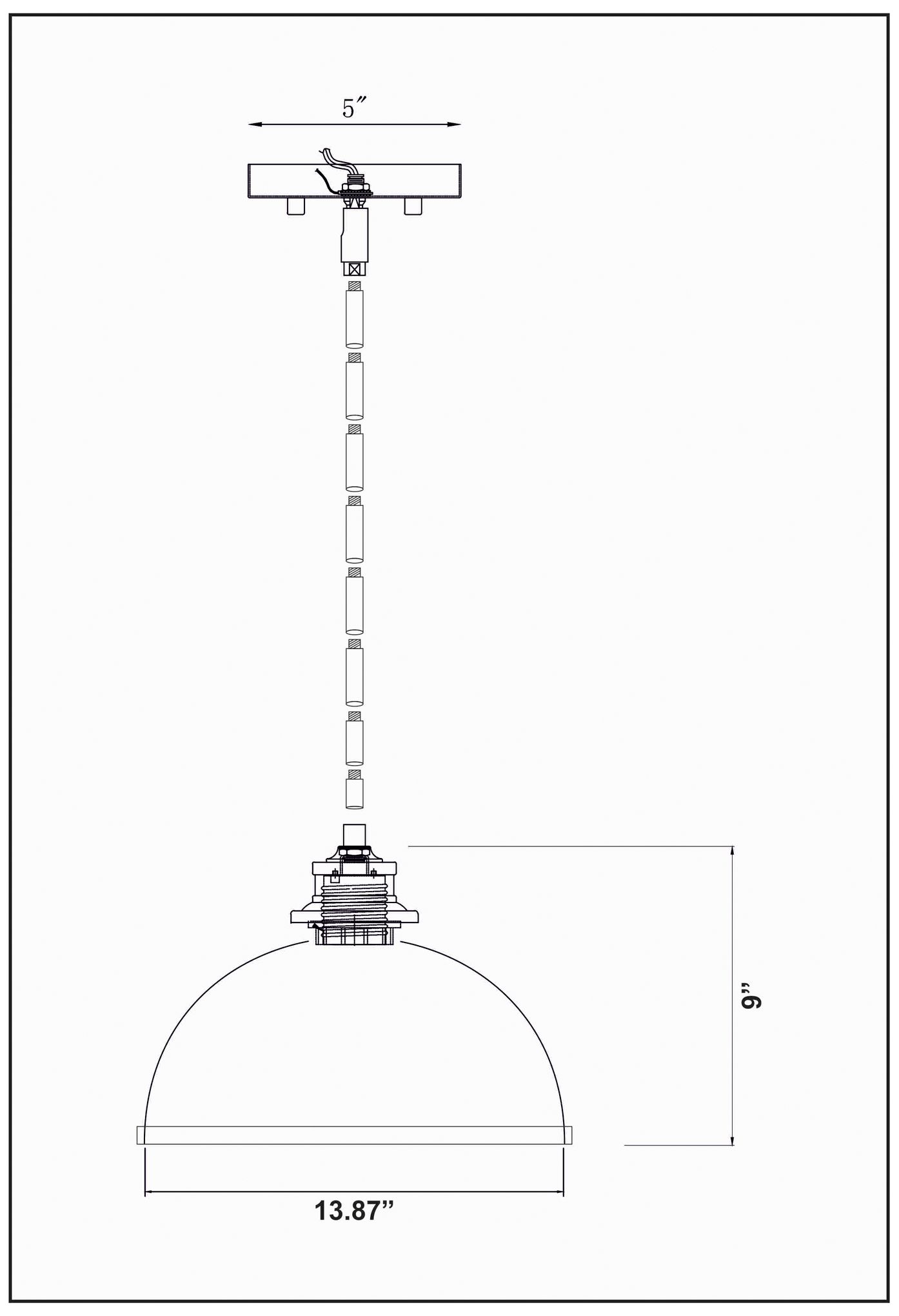 Landry by Z-Lite Matte Black + Chrome 14 inch 1 Light Pendant