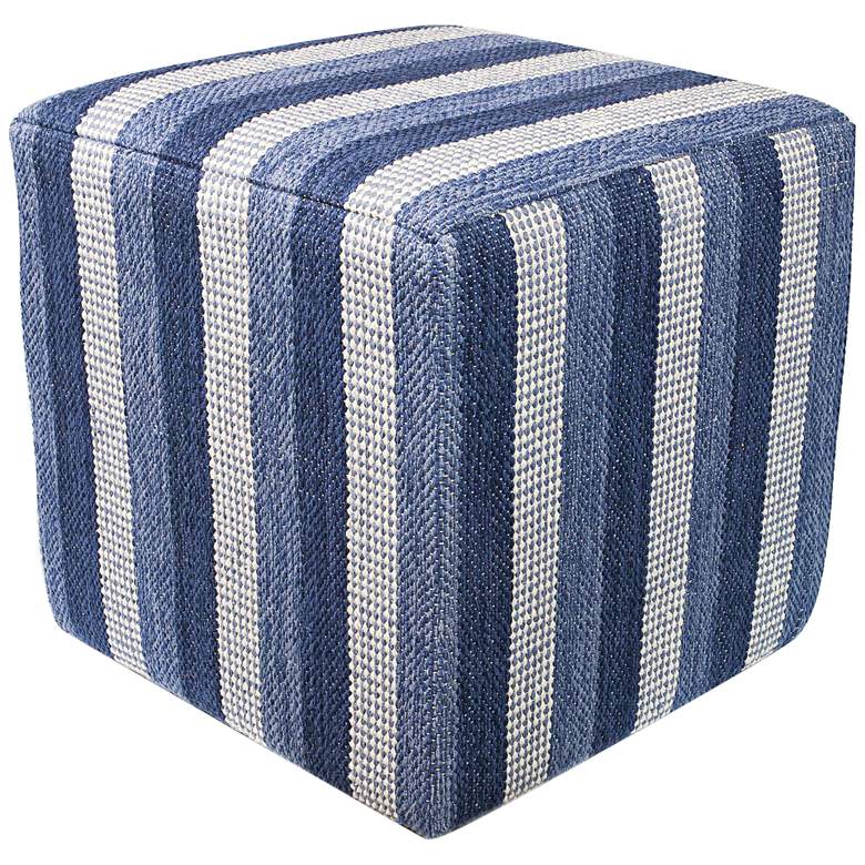 Image 1 Landry Denim Landscapes Cotton Square Pouf Ottoman