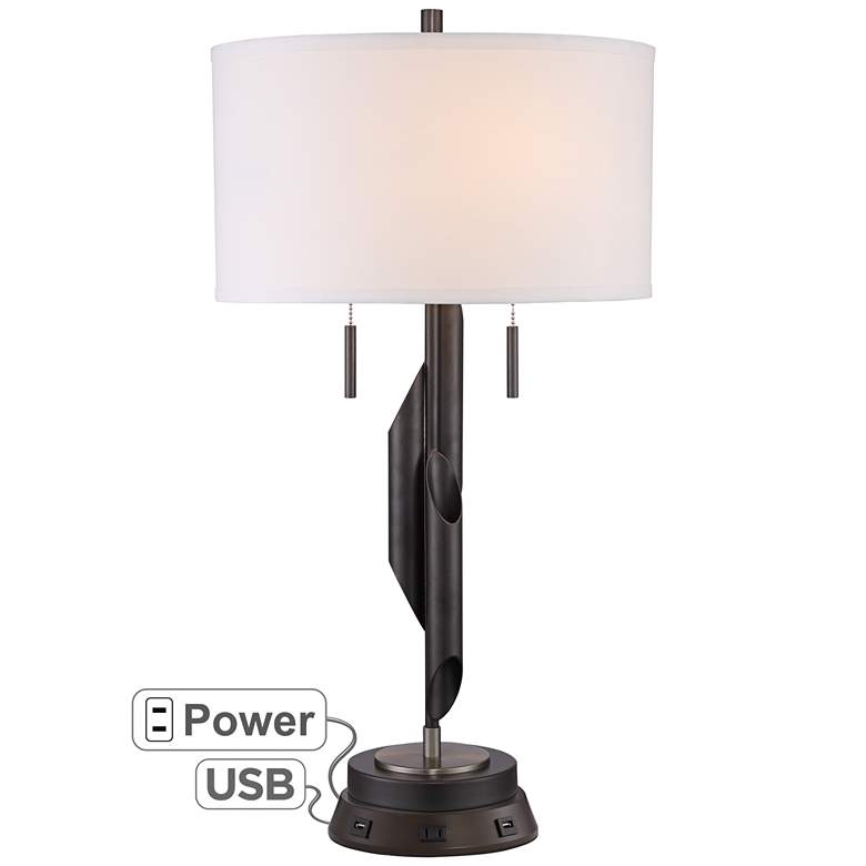 Image 1 Landry Metal Flutes Table Lamp with USB Workstation Base