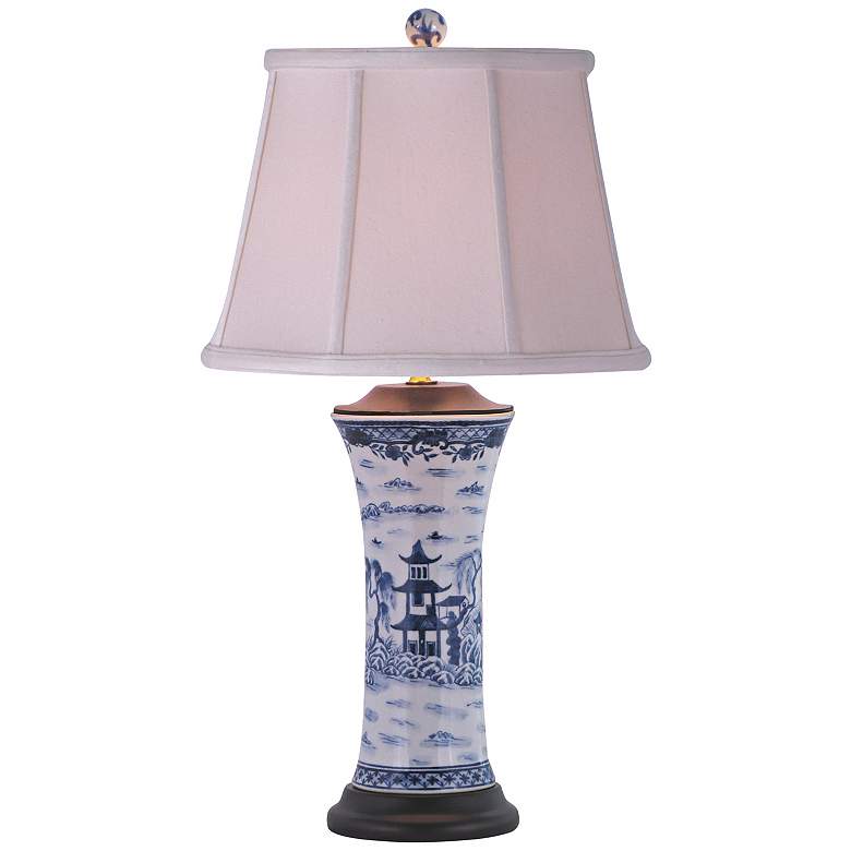 Image 1 Landscape Blue and White Porcelain Vase Table Lamp