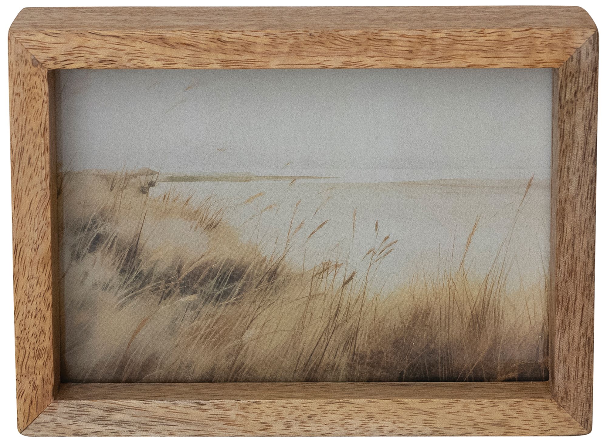 Image 2 Landscape Mango Wood and Glass Floating Two-Sided Photo Frame, Natural more views