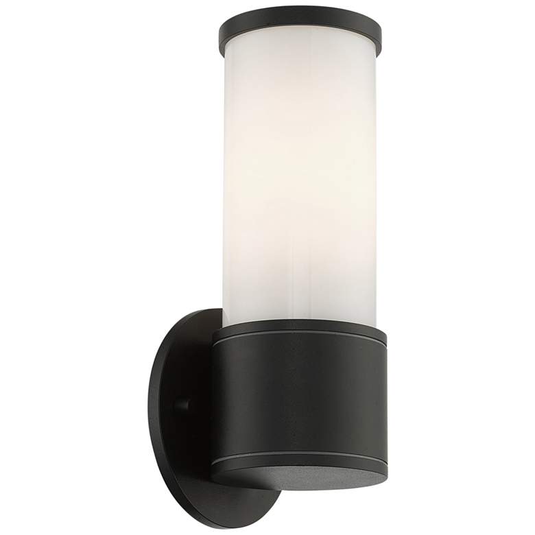 Image 2 Landsdale 10" High Textured Black Lantern Outdoor Wall Light