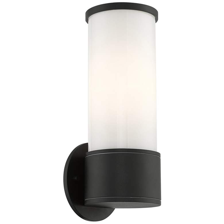 Image 2 Landsdale 12" High Textured Black Lantern Outdoor Wall Light