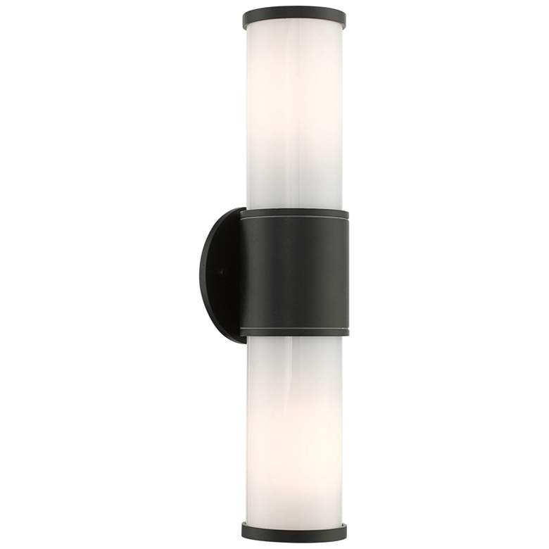 Image 2 Landsdale 17" High Black 2-Light Lantern Outdoor Wall Light