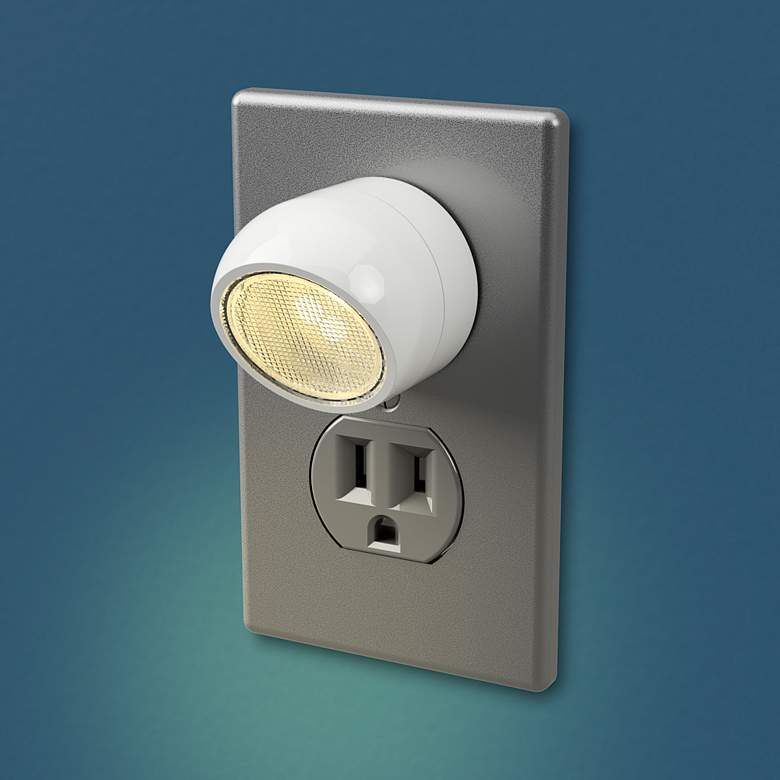 Image 2 Lane 1 1/2"H White Rotating Direct LED Night Lights Set of 2 more views