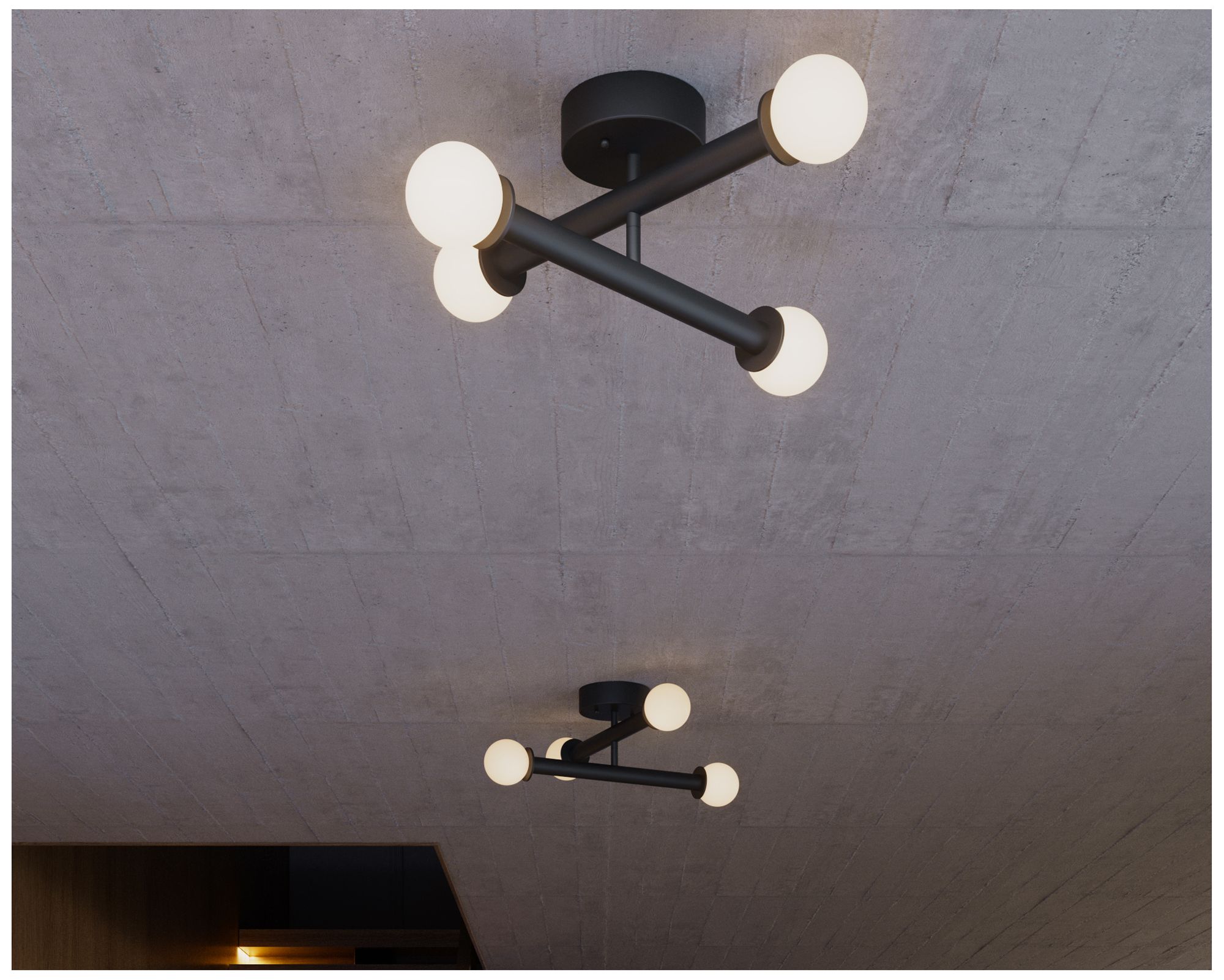 Image 4 Lane 20" Wide 4-Light Black LED Flush Mount more views