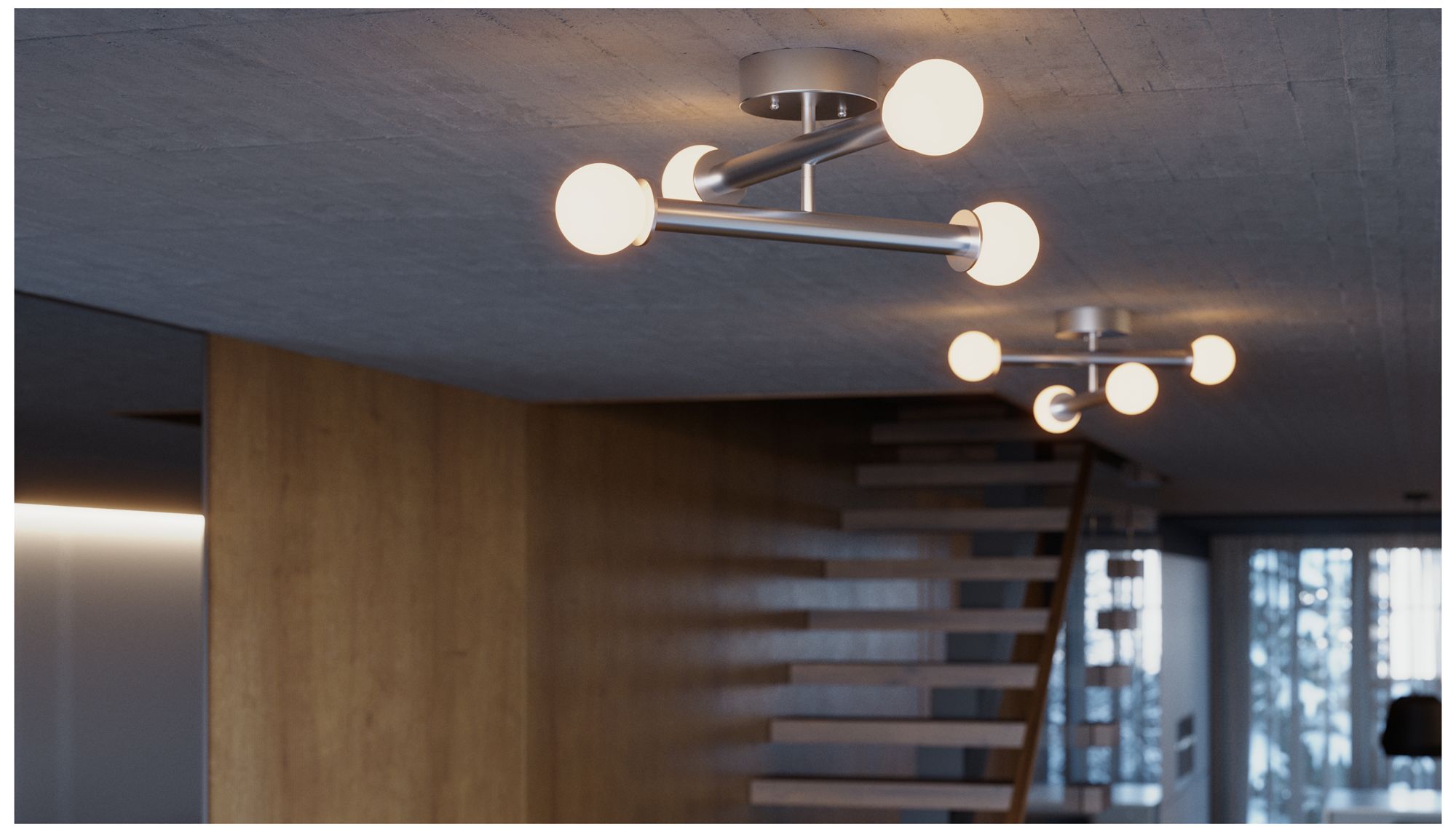 Image 3 Lane 20" Wide 4-Light Satin Nickel LED Flush Mount more views