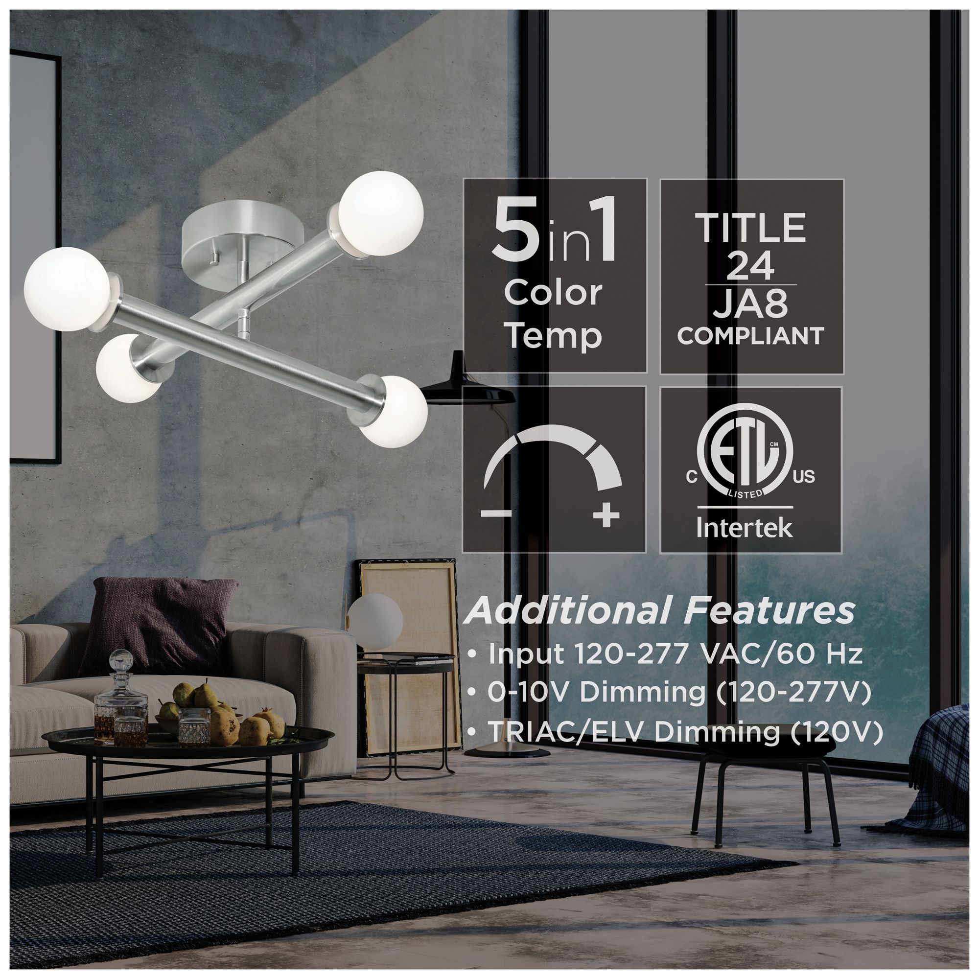 Image 7 Lane 20" Wide 4-Light Satin Nickel LED Flush Mount more views