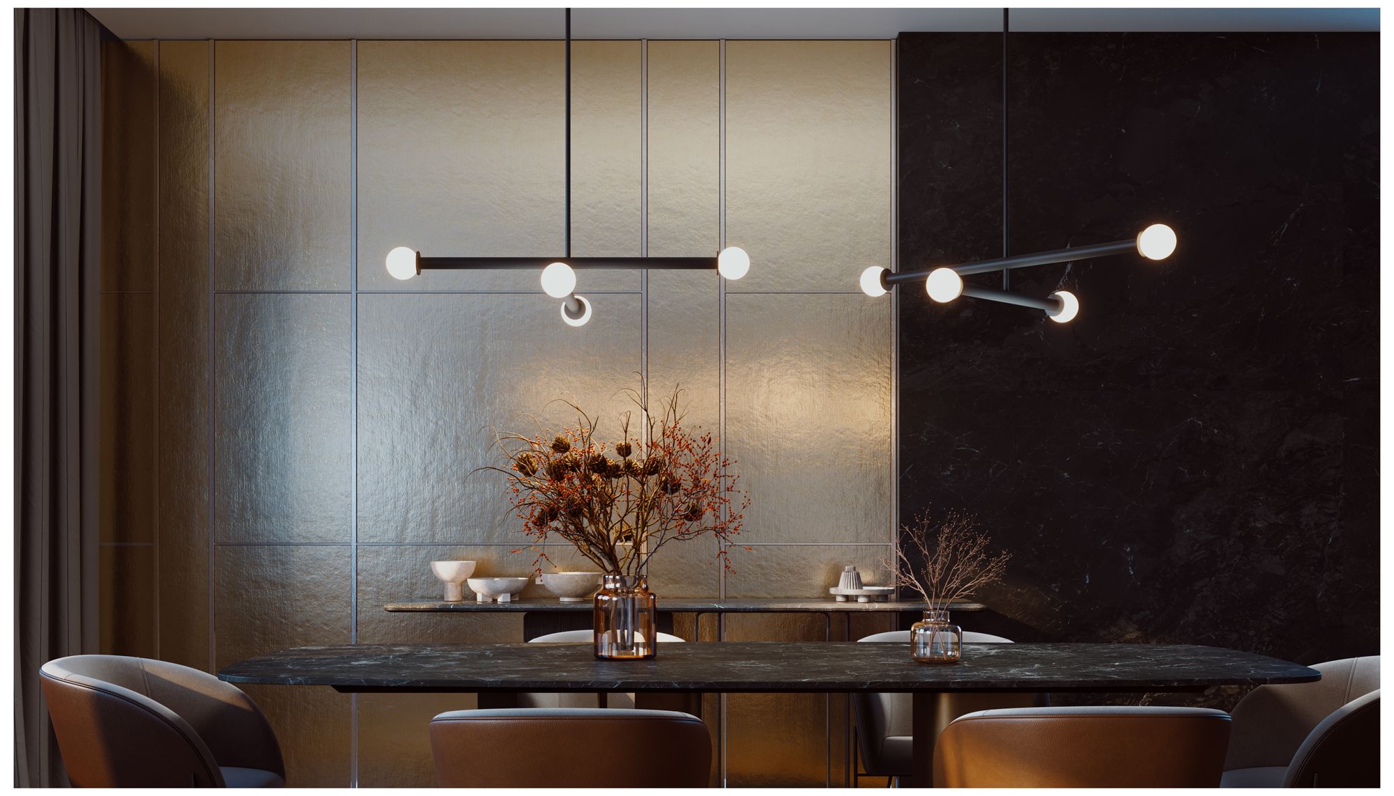 Image 3 Lane 36" Wide 4-Light Black LED Pendant more views
