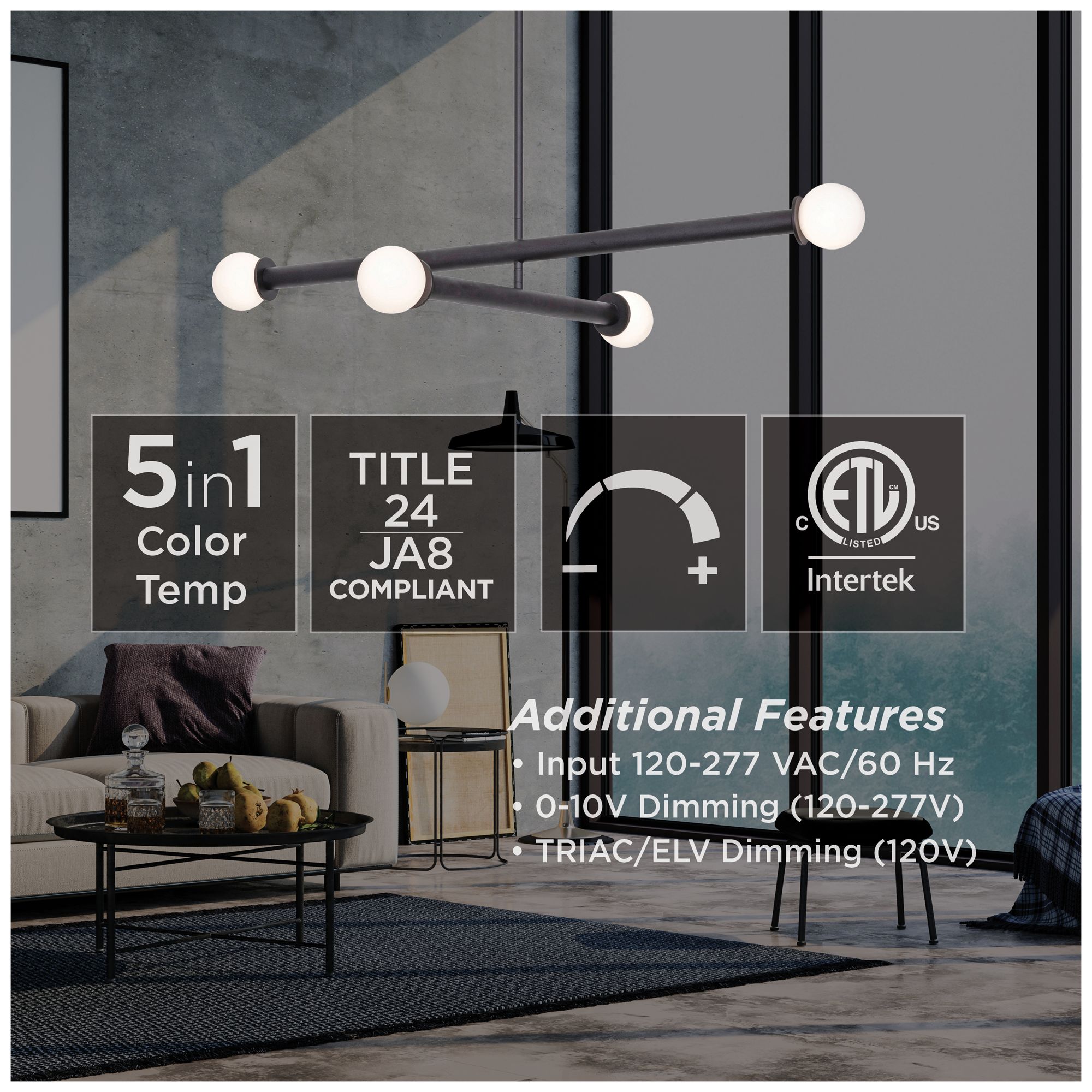Image 7 Lane 36" Wide 4-Light Black LED Pendant more views