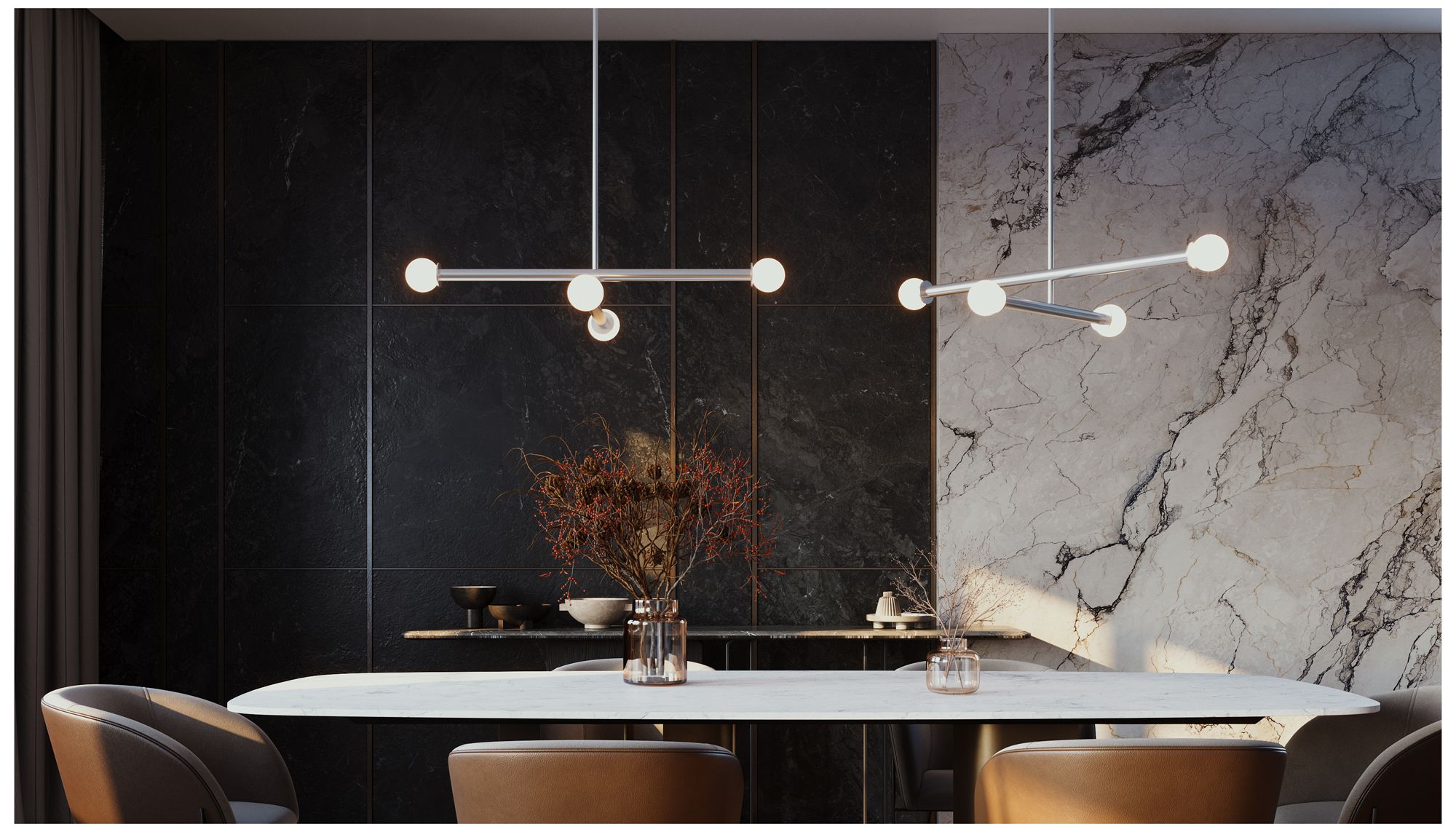 Image 3 Lane 36" Wide 4-Light Satin Nickel LED Pendant more views